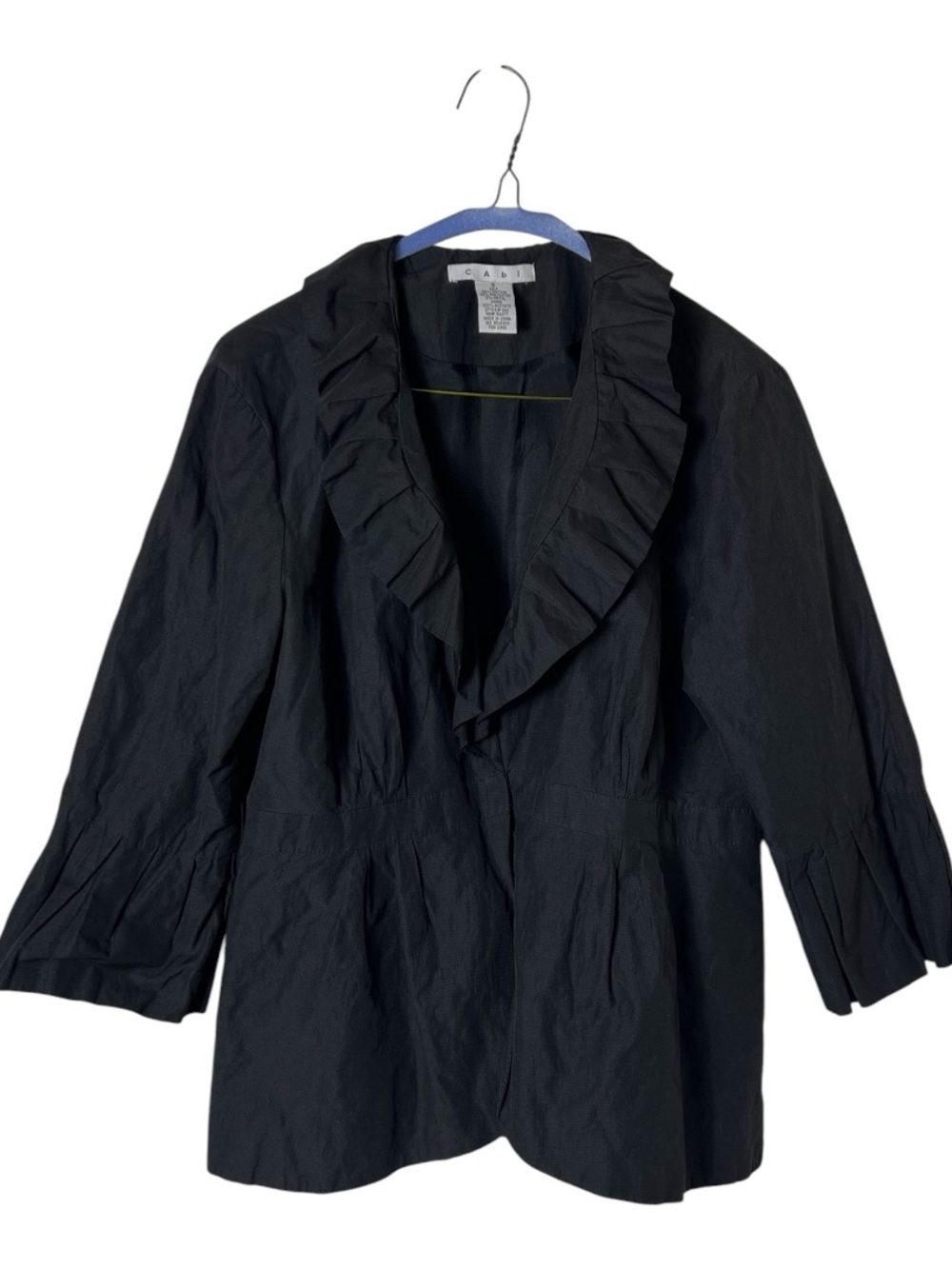 Cabi Black “Cossette” Ruffle Dinner Jacket Blazer Style 693 Size 6
